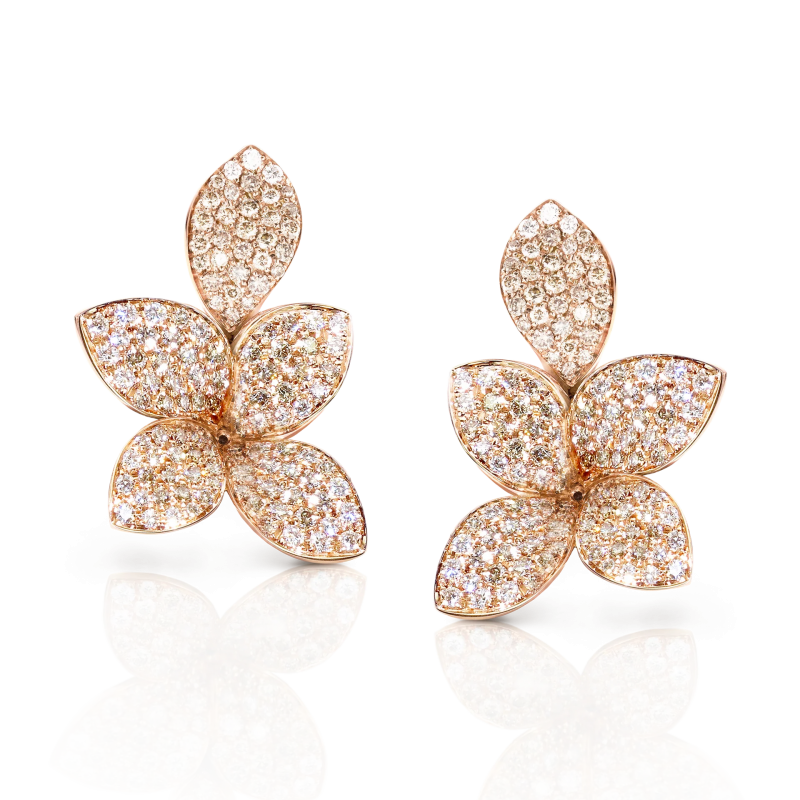 PASQUALE BRUNI 18K ROSE GOLD DIAMOND GIARDINI SEGRETI EARRINGS DIA-2.40 GLD-7.85. 