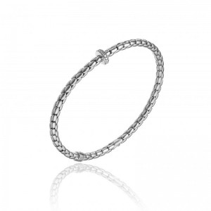 CHIMENTO 18K WHITE GOLD STRETCH SPRING BRACELET WITH DIAMOND RING