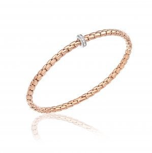 CHIMENTO 18K ROSE GOLD STRETCH SPRING BRACELET WITH DIAMOND RING