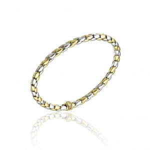 CHIMENTO 18K WHITE AND YELLOW GOLD TWO-TONE STRETCH SPRING BRACELET