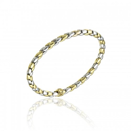 CHIMENTO 18K WHITE AND YELLOW GOLD TWO-TONE STRETCH SPRING BRACELET