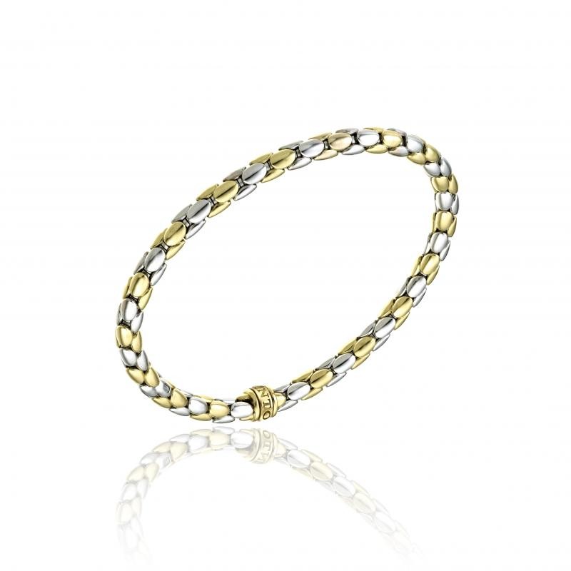 CHIMENTO 18K WHITE AND YELLOW GOLD TWO-TONE STRETCH SPRING BRACELET