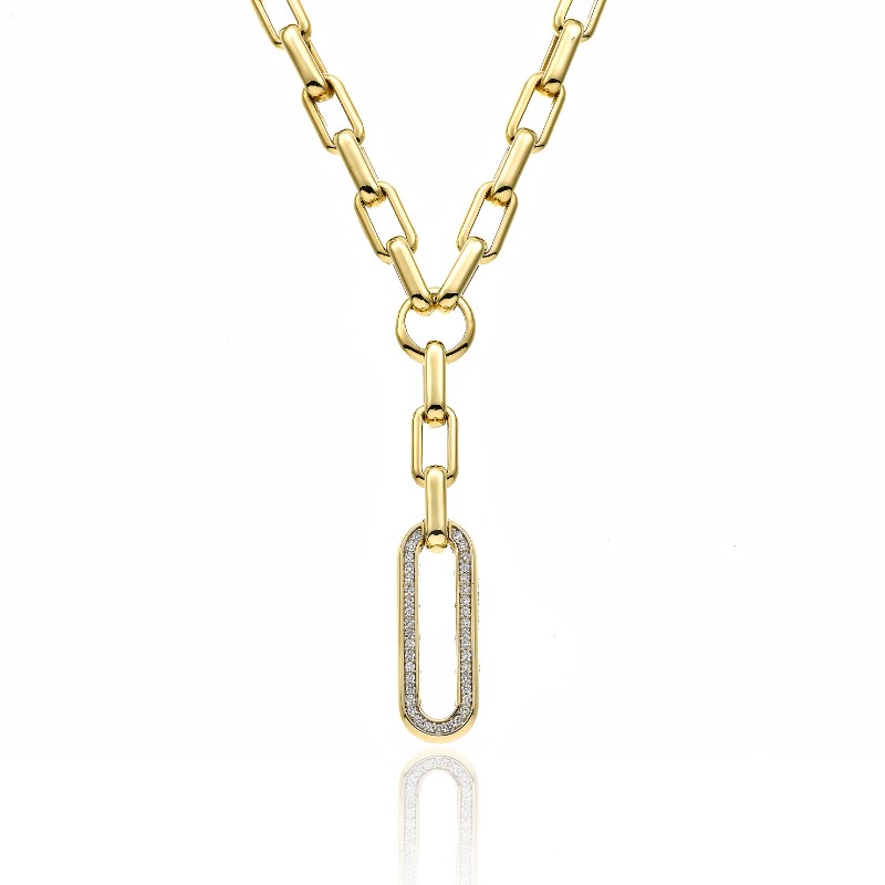 CHIMENTO 18K YELLOW GOLD DIAMOND LINK X-TEND NECKLACE 0.42 VS-G 38.90GR. 