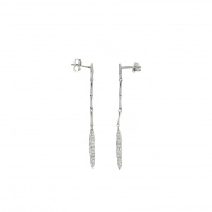 CHIMENTO WG HANGING THIN LINKS W/PAVE THIN OVAL DROP EARRINGS .72PTS.