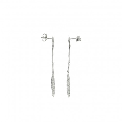 CHIMENTO WG HANGING THIN LINKS W/PAVE THIN OVAL DROP EARRINGS .72PTS.