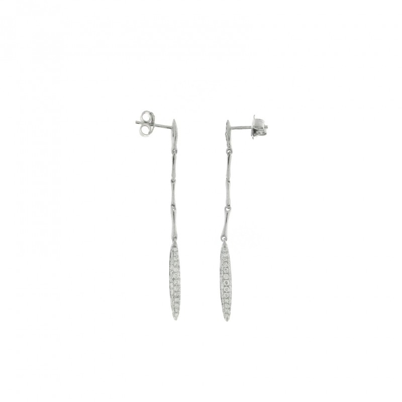 CHIMENTO WG HANGING THIN LINKS W/PAVE THIN OVAL DROP EARRINGS .72PTS.