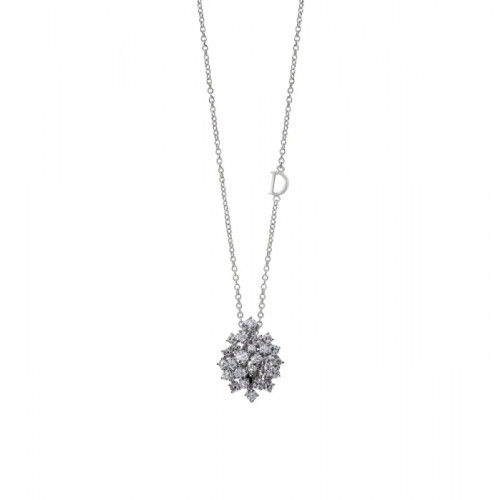 Damiani 18k Mimosa Diamond Cluster Necklace