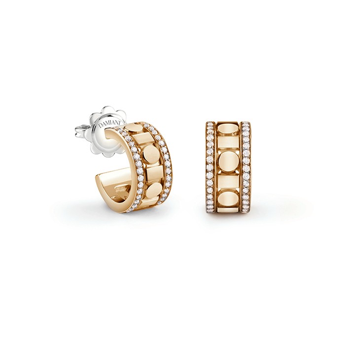 Damiani 18k Yellow Gold Diamond Hoop earrings 5.70mm. 