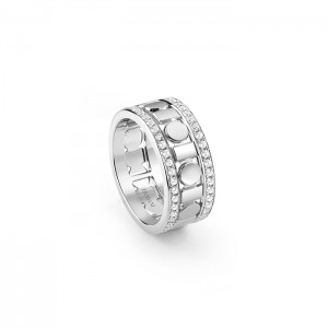 Damiani 18k White Gold Belle Epoque Reel Diamond Ring 8.30mm. 