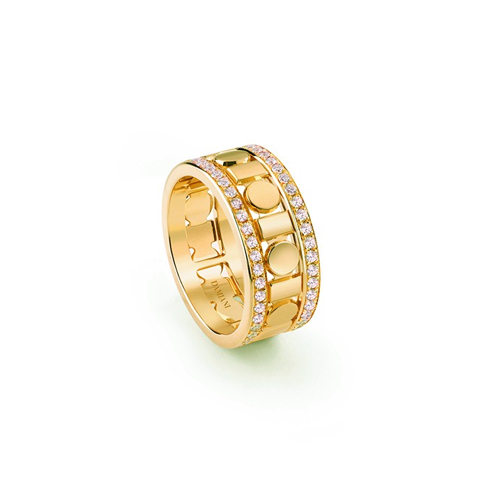 Damiani 18k Yellow Gold Belle Epoque Reel Diamond Ring 8.30mm. 