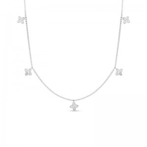 Roberto Coin 18K White Gold 5 Station Dangling Diamond Flower