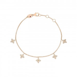 Roberto Coin 18K Rose Gold Love in Verona Dangling 5 Station Flower Bracelet