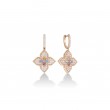 18K ROSE GOLD VENETIAN PRINCESS CARNIVAL PAVÃ‰ DIAMOND AND MIXED STONES FLOWER DROP EARRINGS BTOP-0.10, CITR-0.09 DIAM-087, RUB 0.10 RUBY-0.01 TANZ-0.10