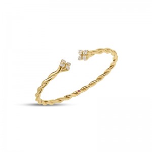 18K Yellow Gold  Love in Verona Narrow Diamond Twist Bangle