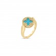 18K YELLOW GOLD VENETIAN MEDALLIONS RING W/TURQUOISE AND DIAMONDS. DIA-0.05 TURQ-2.00