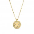 18K YELLOW GOLD VENETIAN MEDALLIONS NECKLACE WITH DIAMONDS AND TURQUOISE