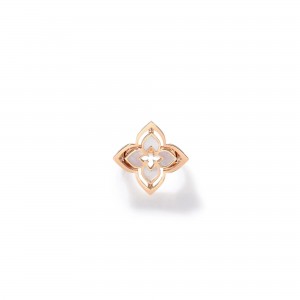 18K ROSE GOLD VENETIAN PRINCESS PIROUETTE PAVÃ‰ SMALL FLOWER RING WITH DIAMOND AND MOP