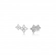 18K WHITE GOLD DIAMOND PRINCESS OUTLINE DOUBLE FLOWER STUD EARRINGS