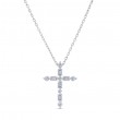 18K WHITE GOLD  CLASSIC DIAMOND MIXED CUT CROSS NECKLACE