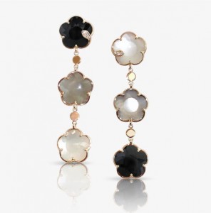 18K ROSE GOLD TON JOLI 3 COLOR STONES HANGING EARRINGS BLACK| SMOKY| MILKY