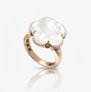 18K ROSE GOLD BON TON DIAMOND MILKY QUARTZ RING  DIA-0.14 QUARTZ-9.45