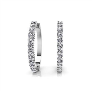 The Wall Street 14k White Gold and Diamond Hoops. 1.50ctw