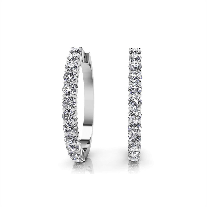 The Wall Street 14k White Gold and Diamond Hoops. 1.50ctw