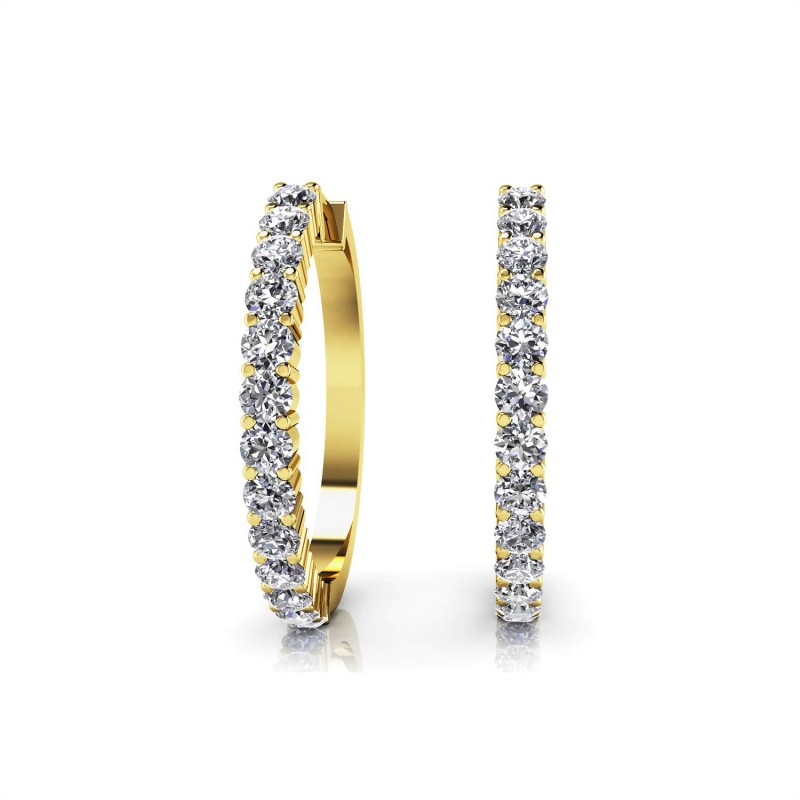 The Wall Street 14k Yellow Gold and Diamond Hoop Earrings. 0.75ctw
