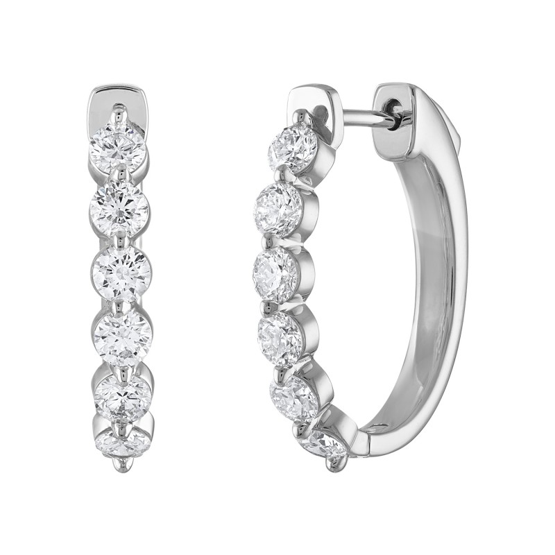 The Maiden Lane 14k White Gold and Diamond Hoops. 0.50ctw