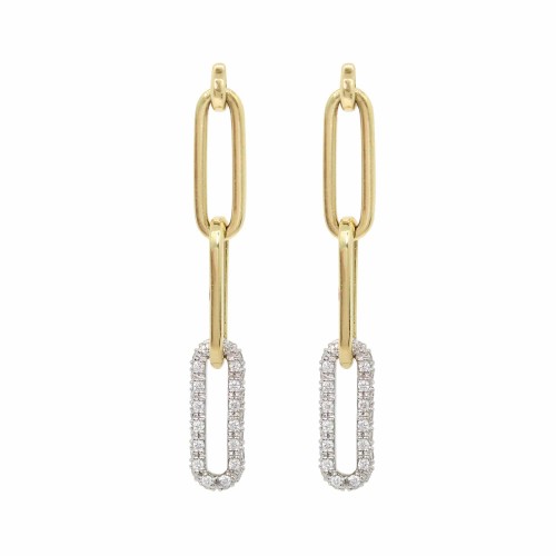 The Broad Street 14k Yellow and White Gold Link Earrings with Diamonds. 0.55ctw