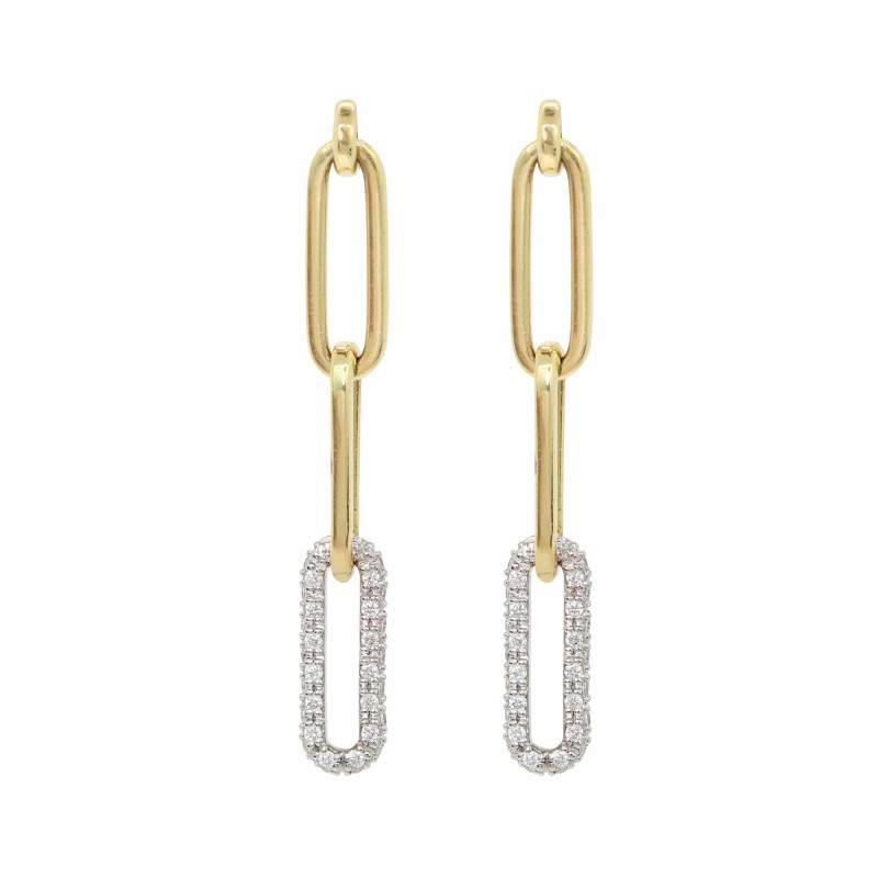 The Broad Street 14k White Gold and Diamond Link Earrings. 0.55ctw