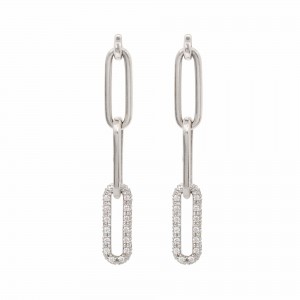 The Broad Street 14k White Gold and Diamond Link Earrings. 0.55ctw