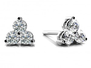 The Maiden Lane 14k White Gold 3-Stone Diamond Studs. 0.65ctw
