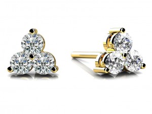 The Maiden Lane 14k Yellow Gold 3-Stone Diamond Studs. 0.65ctw