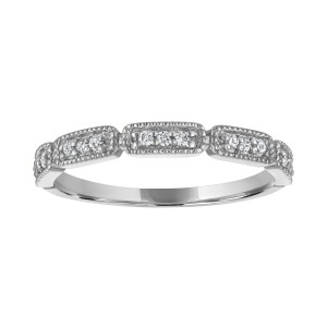 The 14k White Gold Stackable Broadway Ring with Diamonds. 0.10ctw