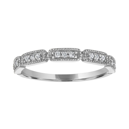 The 14k White Gold Stackable Broadway Ring with Diamonds. 0.10ctw