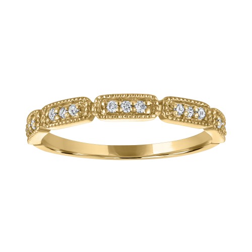 The 14k Yellow Gold Stackable Broadway Ring with Diamonds. 0.10ctw