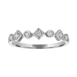 The 14k White Gold Stackable Broadway Ring with Diamonds. 0.10ctw