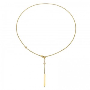 CHIMENTO  GIRCOLLO CHOCOLAT LARIAT NECKLACE IN 18K YELLOW GOLD WITH 3 DIAMONDS