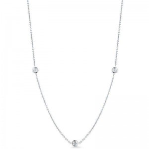 Roberto Coin: 18 Karat White Gold Diamonds By The Inch 3-Station Necklace With 0.15 Ttw Round Diamonds Length: 18"
