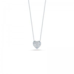 Roberto Coin: 18 Karat White Gold Tiny Treasure Puffed Heart Pendant With 0.15Cttw Round Diamonds
Adjustable 16-18"