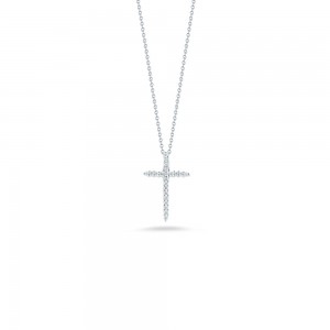 18K WHITE GOLD AND DIAMOND  CROSS NECKLACE.10CTS, 16-18" ADJUSTABLE CABLE CHAIN,. W/RUBY