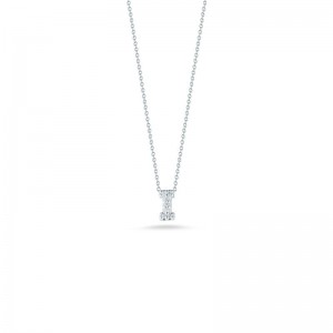 R.COIN 18K WHITE GOLD CHAIN /W BABY DIAMOND PENDANT LOVE LETTER "I" NECKLACE. 