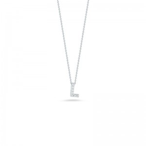 Roberto Coin: 18 Karat White Gold  Love Letter Initial L  Pendant With 7=0.03Tw Round Diamonds  
Length: 18"
