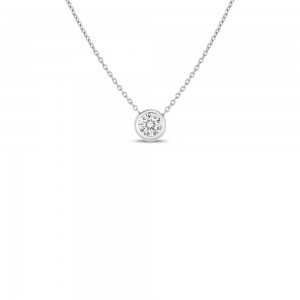 Roberto Coin:18 White Gold Karat Station Necklace With One 0.19Ct Round Diamond 16/18" Chain