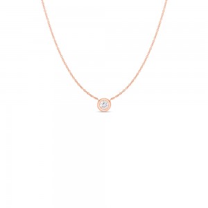 Roberto Coin 18 Karat Rose Gold Bezel Set Diamond Solitaire Necklace