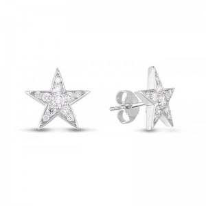 Roberto Coin 18K White Gold Tiny Treasures Diamond Star Stud Earrings