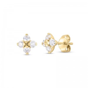 Roberto Coin 18k Yellow Gold Love in Verona Diamond Small Stud Earrings. .63ctw