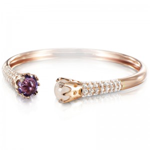 18K ROSE GOLD SISSI IOLITE AMETHYST AND DIAMOND OPEN BANGLE 0.07CT, 9.26CT. 