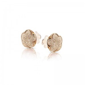 Pasquale Bruni 18K Rose Gold Bon Ton Diamond Floral Stud Earrings